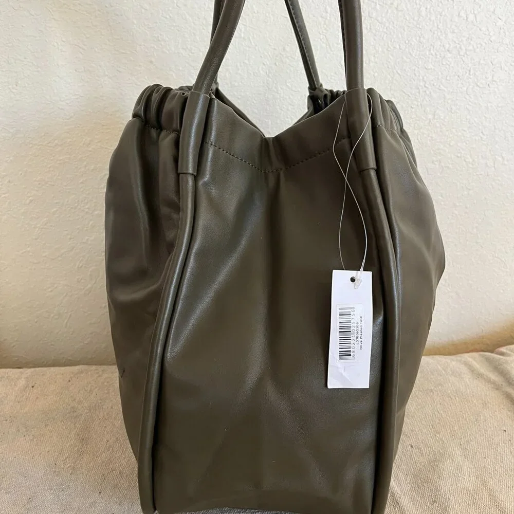 Lulu Dharma Olive Green Pleated Gathered Travel Tote